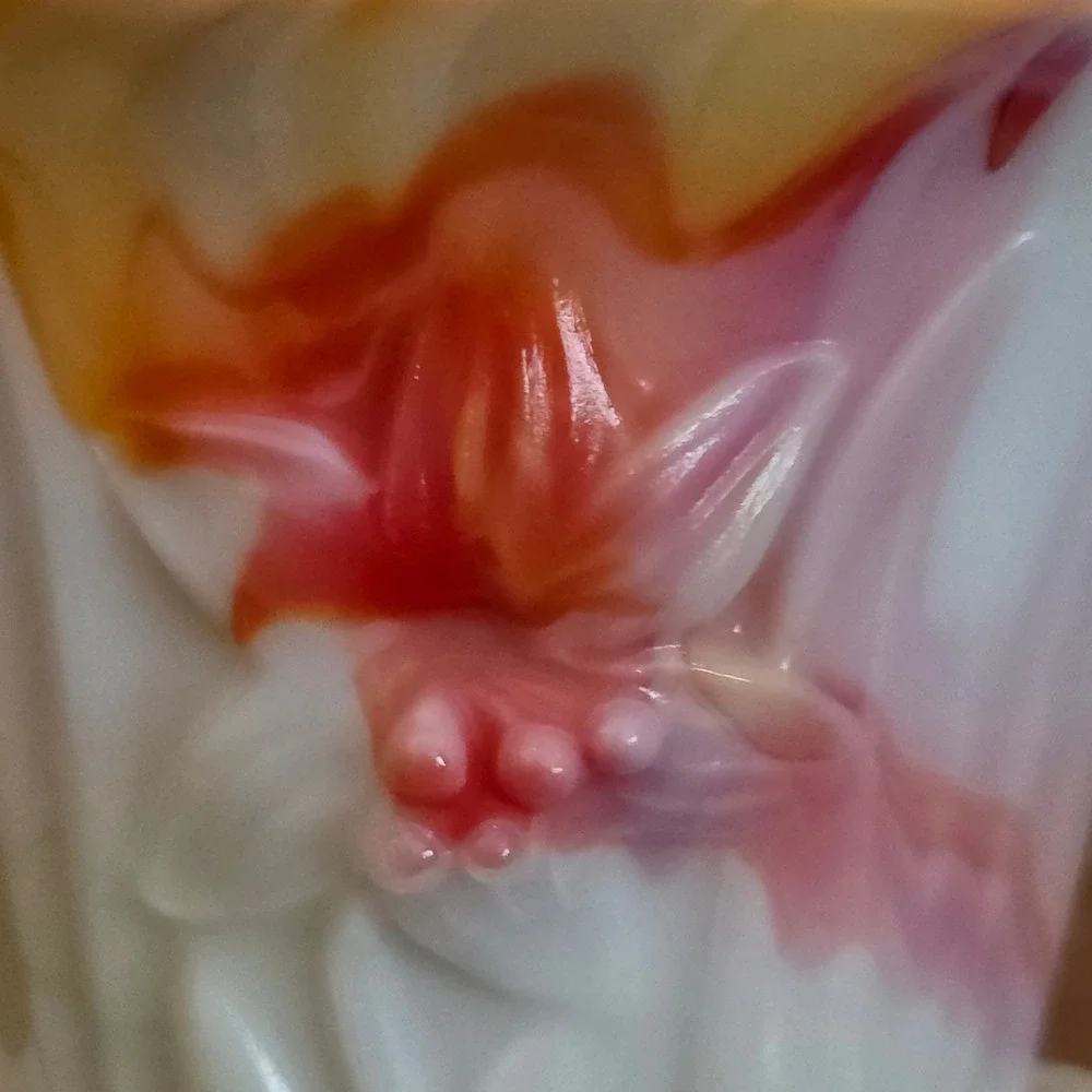 Vintage Akro Agate Slag Glass Cornucopia Vase Floral Lily Multi Color Swirl 4.5